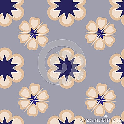 Pattern with abstract flowers in pastel and blue shades Vector Illustration