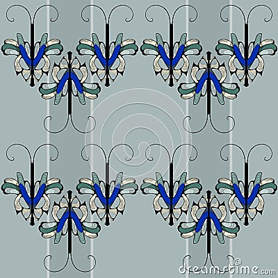 Pattern with abstract oriental elements Vector Illustration