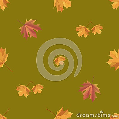 Pattern abstraction leaf yellow maple brown vector Vector Illustration