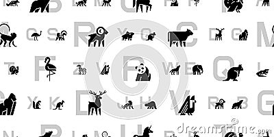 Pattern Alphabet with Animals Vector Illustration