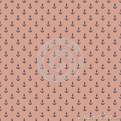 Pattern with anchors on reddish background Vector Illustration