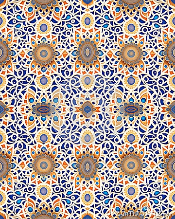 Pattern of artistic Mandalas intricate arabesque latticework shapes for tapestry pattern. Generative AI Stock Photo