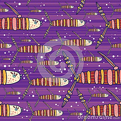 Pattern, background with decorative colored fishes Vector Illustration