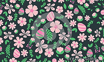 Pattern background Easter egg design, with leaf and floral concept Vector Illustration