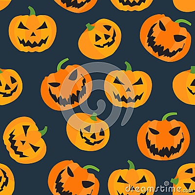 Pattern Background With Halloween Items, Pumpkin Seamless Pattern Halloween Background, Dark Pattern Background Stock Photo