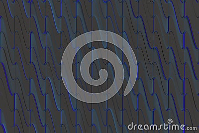 Pattern of black twisted extruded shapes with blue glowing lines Cartoon Illustration