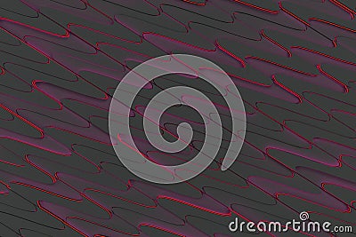 Pattern of black twisted extruded shapes with red glowing lines Cartoon Illustration