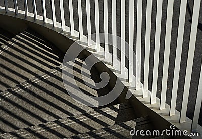 Pattern of black and white background, fence, stairs, light and shadow Stock Photo
