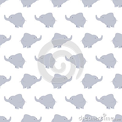 Pattern of blue and grey elephants. Background with elephants. Children s pattern. Background of cute elephants. Vector Illustration