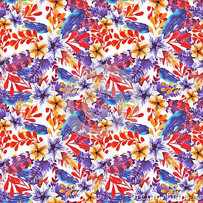 Pattern with bright flowers Stock Photo