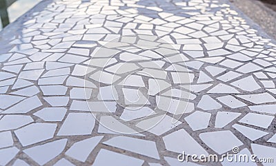 Pattern of broken white tiles, mosaic, trencadis, breakable Stock Photo