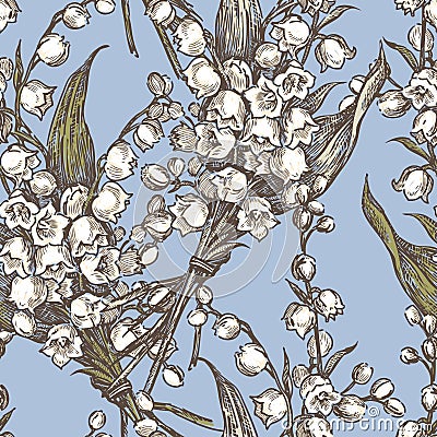 Pattern of the bunches of the lilies of the valley Vector Illustration