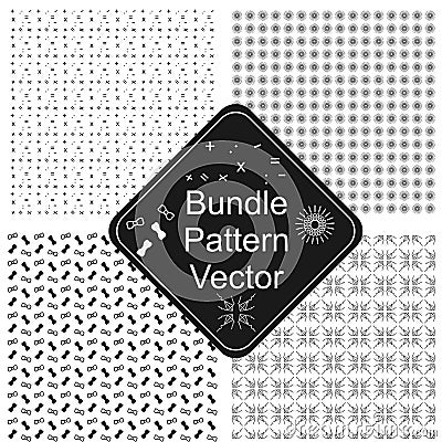 Pattern bundle line art black and white vector Vector Illustration