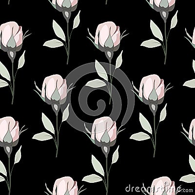 1694 pattern buttons, seamless pattern in romantic style, ornament with roses, wedding background Vector Illustration