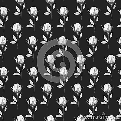 1698 pattern buttons, seamless pattern in romantic style, ornament with roses, wedding background, in gray monochrome colors Stock Photo