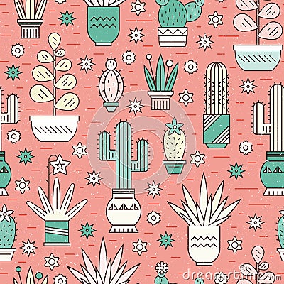 Pattern with cactuses Vector Illustration