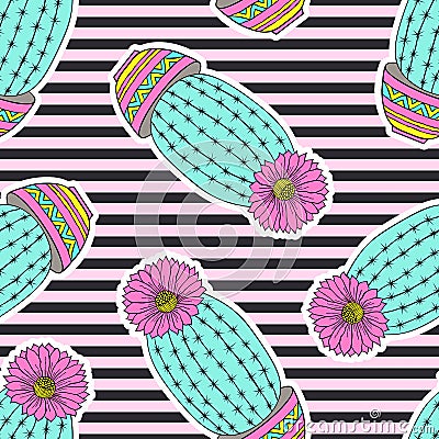 Pattern with cactuses Vector Illustration