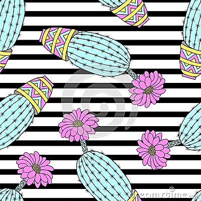 Pattern with cactuses Vector Illustration