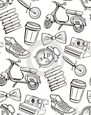 Pattern for cafÃ©, restaurants, bars, pizzerias Vector Illustration