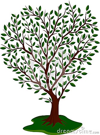 Pattern with cartoon green tree Vector Illustration