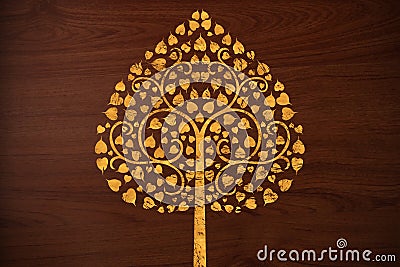 Pattern carve gold tree on wood texture Stock Photo