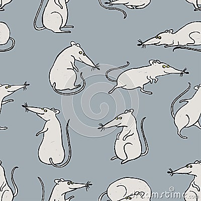 Pattern of the cheerful rats Vector Illustration