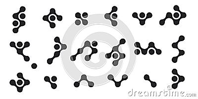 Pattern with circle connect shape. Metaball dots icon. Integration technology symbols. Abstract point movement Vector Illustration