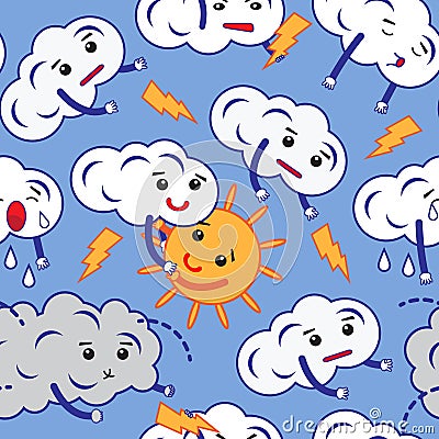 Pattern of clouds cartoon emoji Vector Illustration