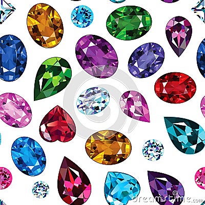 Pattern of colored gemstones Vector Illustration