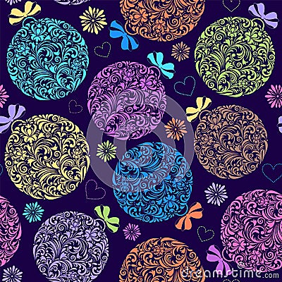 Pattern with colorful christmas ball Vector Illustration