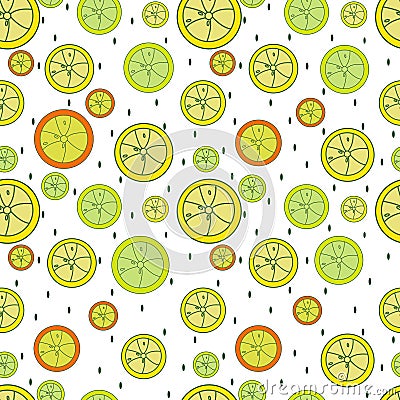 A pattern of colorful slices of lemon. Vector Illustration