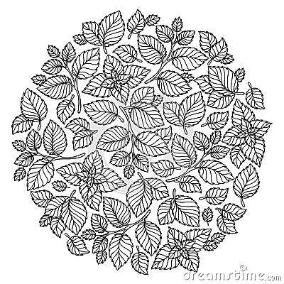 Pattern for coloring book. Leaves. Vector Illustration