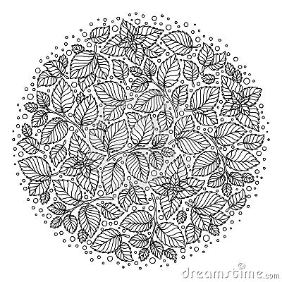 Pattern for coloring book. Leaves. Stock Photo