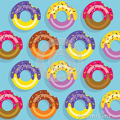 Pattern Colourful Donuts Vector Vector Illustration