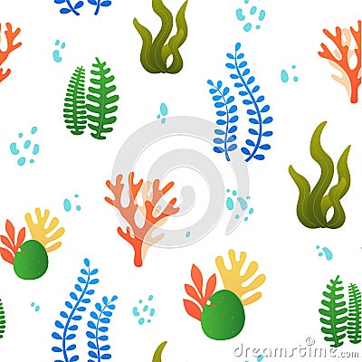 Pattern with coral and algae Vector Illustration