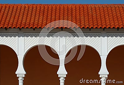 Pattern of covered arcade in Spanish style. Stock Photo