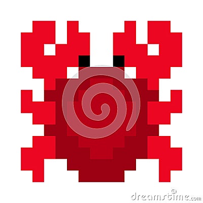 Pattern crab. Pixel crab image for 8 bit game items Vector Illustration