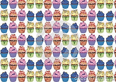 Pattern of cupcakes Stock Photo