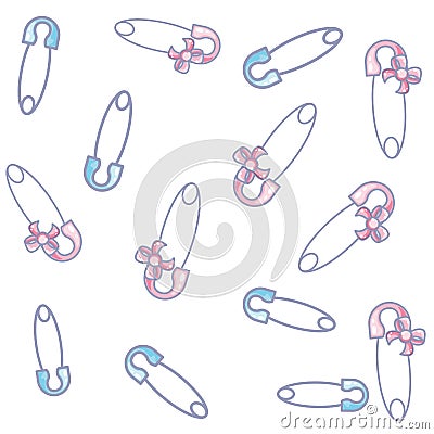 pattern of cute clothespins hook Cartoon Illustration