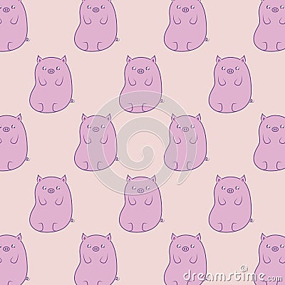 pattern of cute piggies baby animals kawaii style Cartoon Illustration