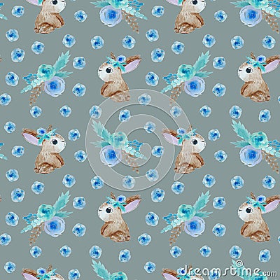 Pattern with cute rabbit Stock Photo