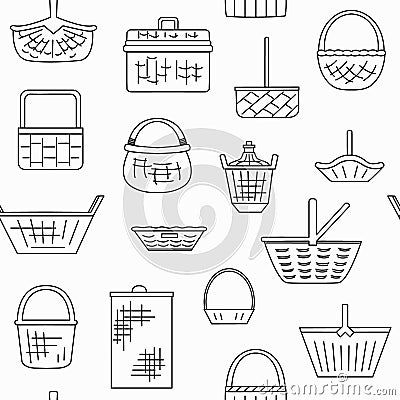 Pattern with different baskets Vector Illustration