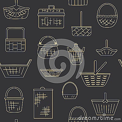 Pattern with different baskets Vector Illustration