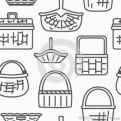 Pattern with different baskets Vector Illustration