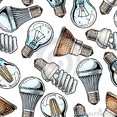 Pattern with different lightbulb Vector Illustration