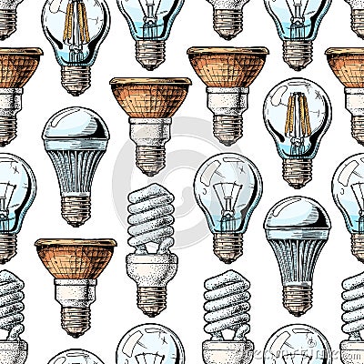 Pattern with different lightbulb Vector Illustration