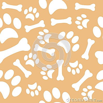 A pattern with dog footprints and a sweet bone. wrapping paper for shop zoo Vector Illustration