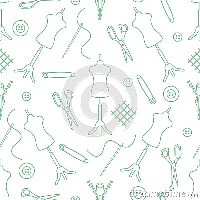 Pattern Dressmaking tools Tailor Atelier Sewing Vector Illustration