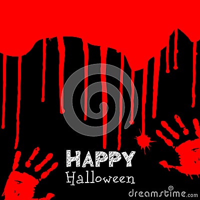 Pattern of dripping blood, drops, splashes, prints of hands. Design for posters, banners, postcards in the horror style, for Hallo Stock Photo