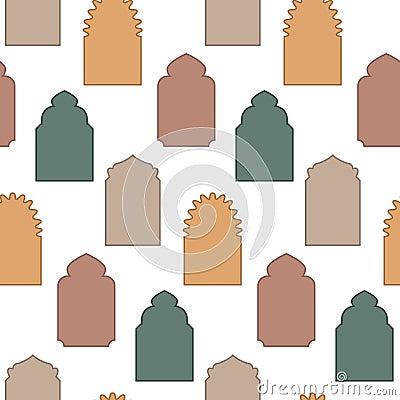 Pattern from the east windows. Silhouette of Arab decorative window frames exact vector cartoon patterns. Colored Vector Illustration